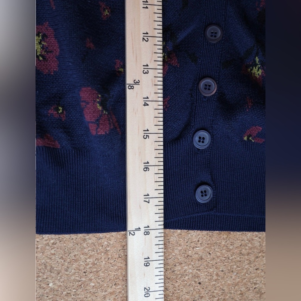 Zara Floral Knit Cropped Cardigan V Neck Button Front Colorful Chic Blue Small - Picture 13 of 15